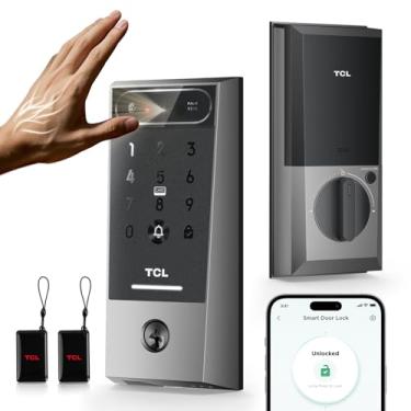 Imagem de TCL Smart Lock D2 Pro, reconhecimento de veias da palma AI fechadura de porta inteligente, fechadura eletrônica de segurança de entrada sem chave para porta da frente, funciona com Alexa, trava