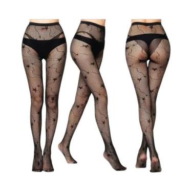 Imagem de Meias-calças Femininas Sensuais De Malha Transparente Com Estampas Gót
