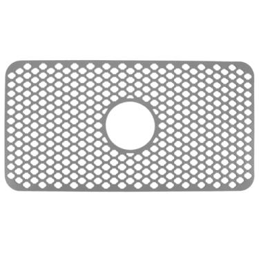 Imagem de Tapete grande isolante para pia de silicone premium antiderrapante protetor de pia de cozinha com furos de drenagem para vidrarias frágeis e pias de aço inoxidável 24,8 x 13,0 pol. (Cinza)