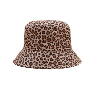 Imagem de Chapéu balde reversível com estampa de leopardo - proteção solar FPS para caminhadas e viagens