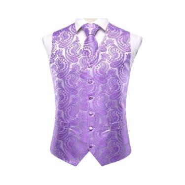 Imagem de Conjunto Masculino De Colete De Seda, Gravata, Lenço De Bolso E Abotoa