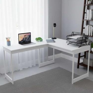 Imagem de Mesa Em L Estilo Industrial Escrivaninha De Canto Escritório Estudo Be