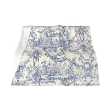 Imagem de Cobertor De Fleece Floral Preto E Branco Toile De Jouy, Macio E Quente