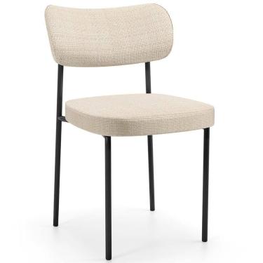 Imagem de Cadeira Decorativa Estofada Para Sala De Jantar Melina L02 Linho Palha - Lyam Decor