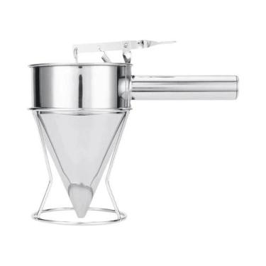 Imagem de Balde De Óleo Grande De Aço Inoxidável 600/1200ML Com Suporte E Funil 