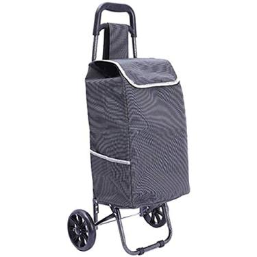 Imagem de Carrinho de compras multifuncional, carrinhos utilitários de armazenamento de cozinha, moda ao ar livre, estrutura de aço dobrável, tecido Oxford impermeável, carrinhos de mão elásticos de poliuretano