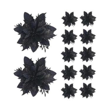 Imagem de Flores De Natal Artificiais Em Glitter Rosa, Vermelho E Dourado, Decor