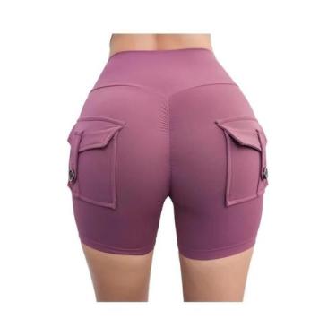 Imagem de Shorts De Yoga Sem Costura De Cintura Alta Para Mulheres, Com Efeito D