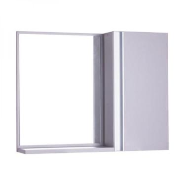 Imagem de Espelho para Banheiro com Armário Cinza Claro Barra Vertical