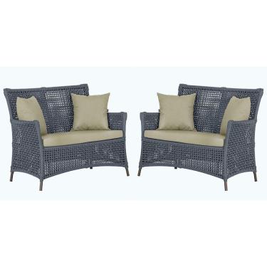 Imagem de 2 Sofás área Externa Igapó Alumínio Pintura Marrom Corda Náu Prata