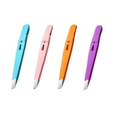 Imagem de Pinça De Sobrancelha Colorida Em Aço Inoxidável Com Ponta Inclinada Pa