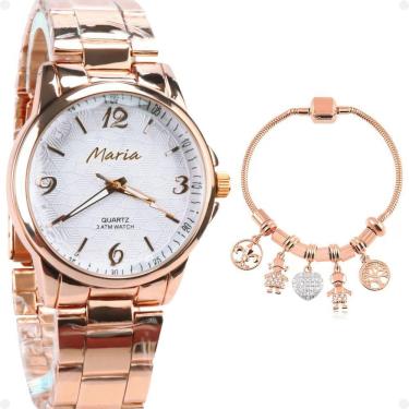Imagem de Relogio Feminino Banhado Rose Qualidade Premium + Pulseira