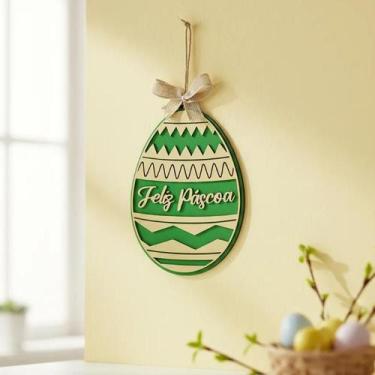 Imagem de Guirlanda de páscoa em formato de ovo em MDF de 3mm total de 42cm - Fu