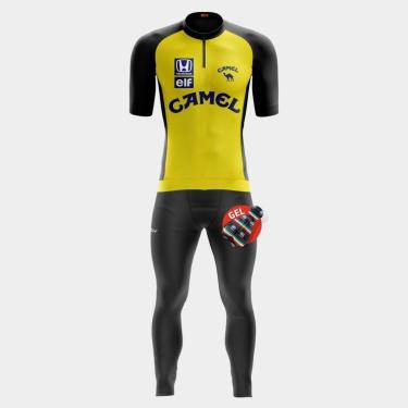 Imagem de Conjunto de Ciclismo Masculino Camisa Manga Curta e Calça de Forro Gel Proteção Uv-Masculino