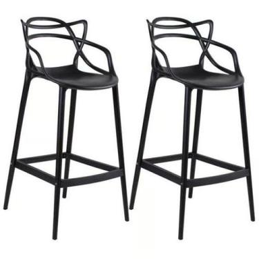 Imagem de Kit com 2 Banqueta baixa Masters Allegra - 66 cm - Preto - UNIVERSAL M