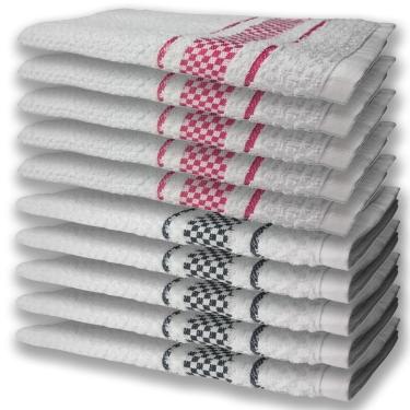 Imagem de 10 Panos De Prato Atoalhado Felpudo 5 Rosa 5 Preto