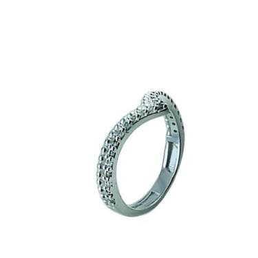 Imagem de Anel em Prata 925 Aro Duplo em V com Zircônias e Bolinhas - Design Ele