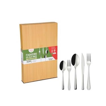 Imagem de Faqueiro Euro Home Classic FQM30C 30 Peças Aço Inox Cabo Decorado Serve 6 Pessoas