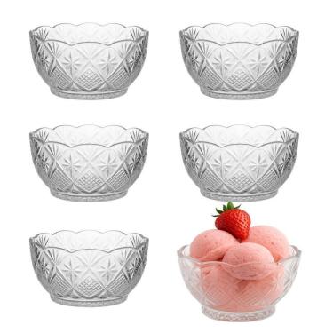 Imagem de Kit 6 Taça De Sobremesa Sorvete Doces De Vidro Toffee 150ml Em Casa Tem