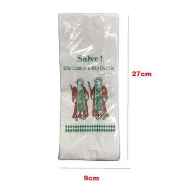 Imagem de Kit 3000 Sacolas De Papel Branca São Cosme E Damião 9X27Cm - Lynx Prod