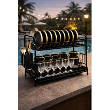 Imagem de Escorredor De Louça Em Inox Para 15 Pratos Porta Copos e Brinde Porta 