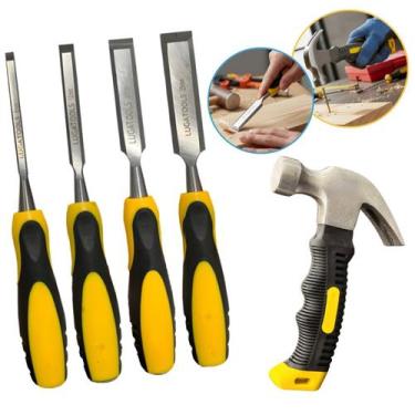 Imagem de Kit Jogo de 4 Formão Para Entalhar Esculpir E Plaina Madeira Mini Mart