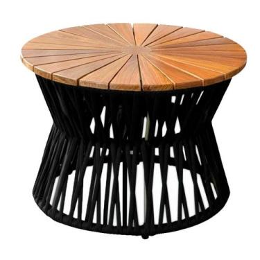 Imagem de Mesa de Centro Corda Náutica Tampo Madeira Monza em Alumínio Trama Ori