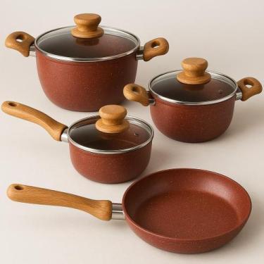 Imagem de Conjunto 4 Panelas Antiaderente Revestimento Cerâmica Indução Design E