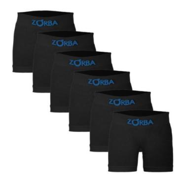 Imagem de Kit 6 Cuecas Boxer Infantil Zorba Sem Costura Laterais Algodão, Preto,