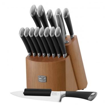 Imagem de Conjunto de Facas em Aço Inoxidável com Bloco de Bancada, 17 Peças, CHICAGO CUTLERY Stainless Steel, Preto