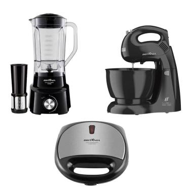 Imagem de Batedeira Britânia Perola 550 Neve, Liquidificador Diamante 800 e Grill Crome, 220 Volts