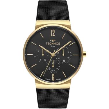 Imagem de Relógio Technos Masculino Slim Dourado E Preto Multifunção 6P29aln/1P