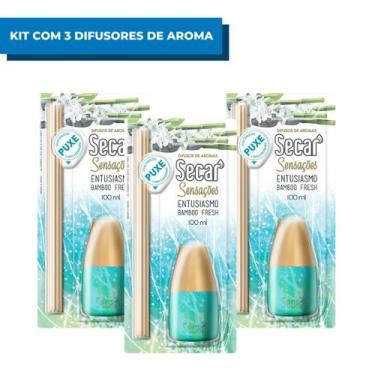 Imagem de Kit 3 Difusores de Aromas Sensações Entusiasmo Bamboo 100ml - Secar
