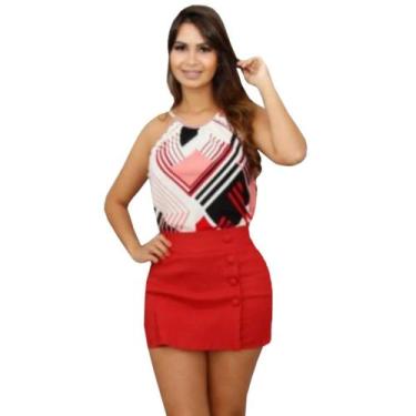 Imagem de Short Saia Bengaline Cintura Alta Com Botões Lateral Várias - Taty Ves