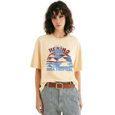 Imagem de Blusa Hering Estampa Baia Tropical Amarela-Feminino