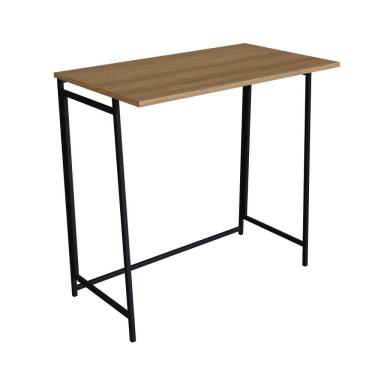 Imagem de Escrivaninha Dobravel Slim PlacaEPonto Escritorio Estrutura em Aço Tampo em MDP 80cm Preto/Marrom