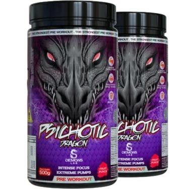 Imagem de Kit 2x Pre Treino Psichotic Dragon Fruit Punch 500g Demons-Unissex
