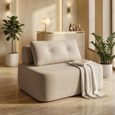 Imagem de Sofá Modular Cielo 120cm Recepção Loja Sala de Estar Bouclê Bege - Mon