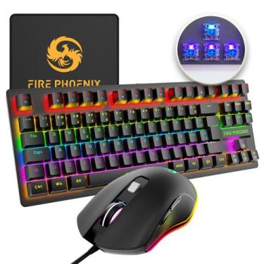Imagem de Teclado Mouse Mecânico Abnt2 Gamer Rgb Led Switch Blue Be-k1 Luuk Youn