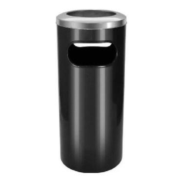 Imagem de Cinzeiro Lixeira Plástico Com Aro Em Aço Inox (c7) - Higipack