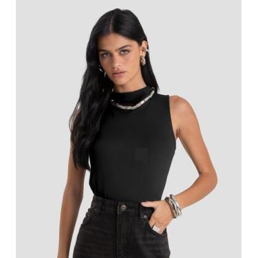 Imagem de Regata Feminina com Gola Alta Dianna Preto, G, Preto