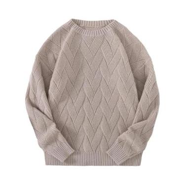 Imagem de Suéter Masculino De Manga Longa Com Gola Redonda Estilo Japonês Para C