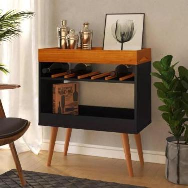 Imagem de Aparador Café Shot Pés Em Madeira Pinus Preto/caramelo - Mobiliar Home