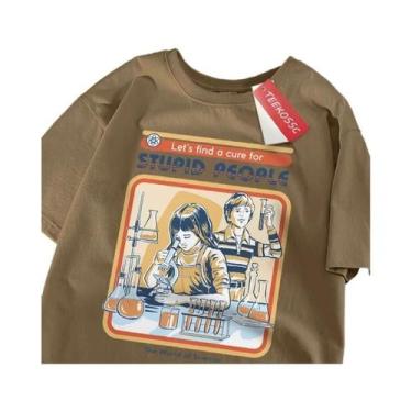 Imagem de Camiseta Masculina Oversized De Algodão Respirável Com Manga Curta, Es