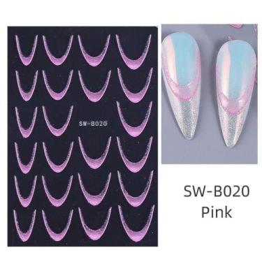Imagem de Adesivo de Unhas Sw-b0 3d Gradiente Linha Francesa Azul Rosa Roxo Verd