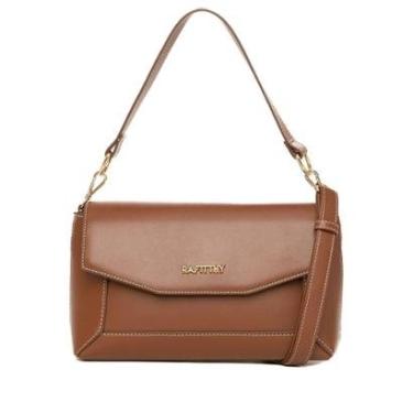 Imagem de Bolsa Feminina Rafitthy Tote Pequena Costura Aparente Marrom-Feminino