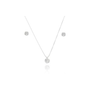Imagem de Conjunto Corrente Ponto De Luz + Brinco Prata 925 Kl