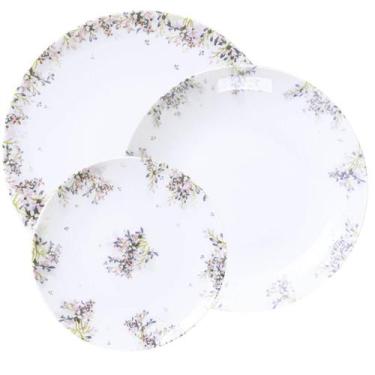 Imagem de Jogo de Pratos Porcelana Tramontina Fogli Floral Mesa Posta 6 Pessoas 