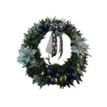 Imagem de Guirlanda 195 galhos com led's decorada azul - 90cm - Sanson Brothers