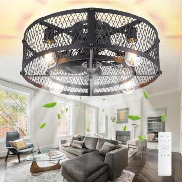 Imagem de Depuley Ventilador de teto enjaulado com luz: Ventiladores de teto de montagem embutida...